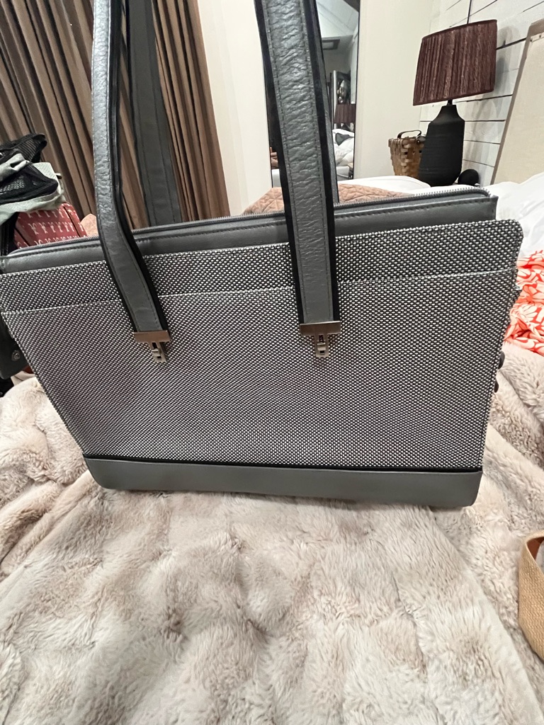 Tumi Gray Black Laptop Tote Business Travel Shoulder Bag Work Bag